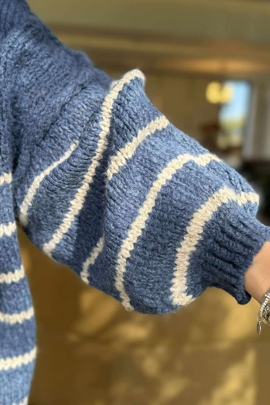 Big Softie Stripe Funnel Grunge Knit Denim